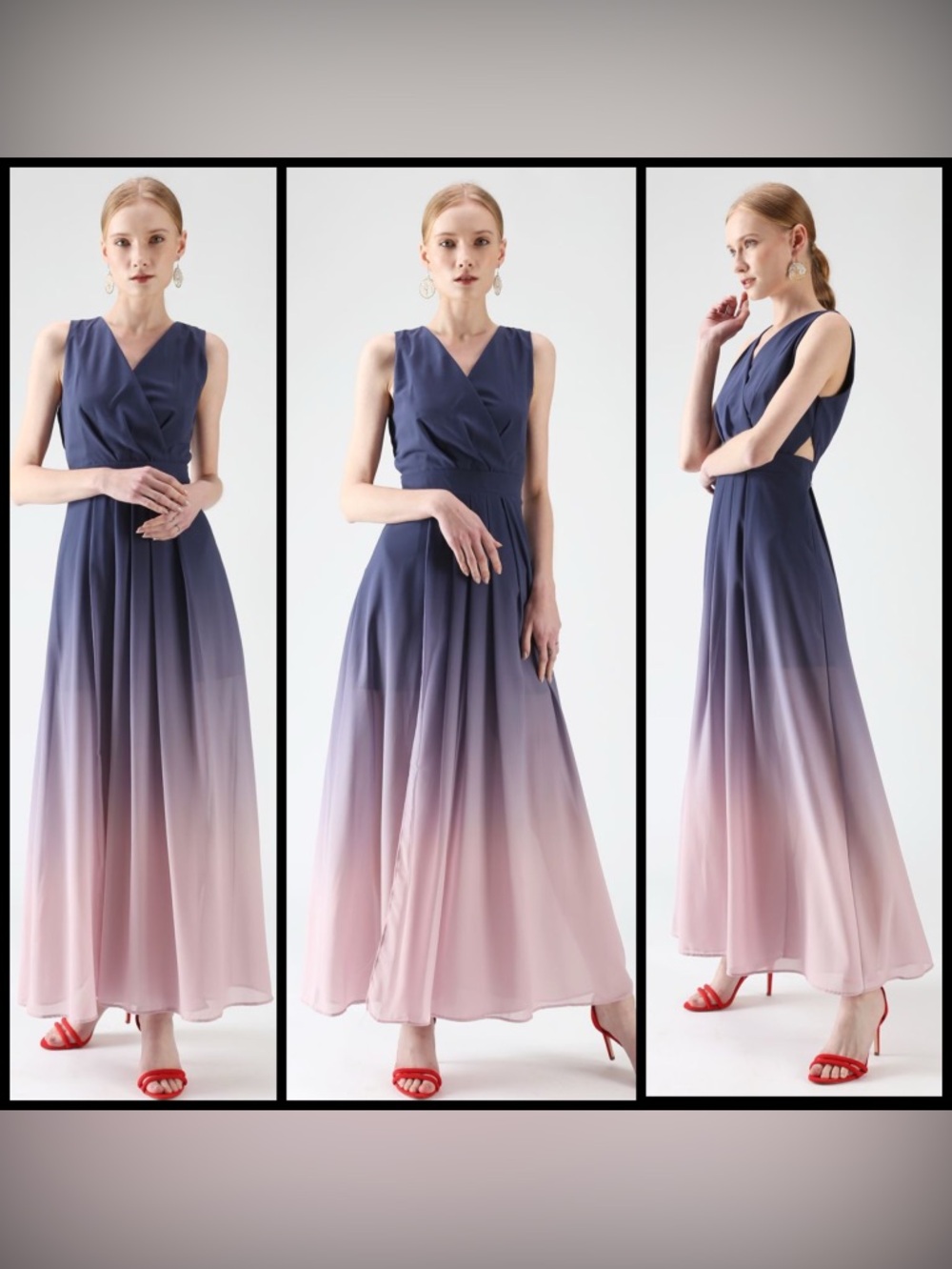 CHICWISH Gradient Revelry Sleeveless Maxi Dress in Purple